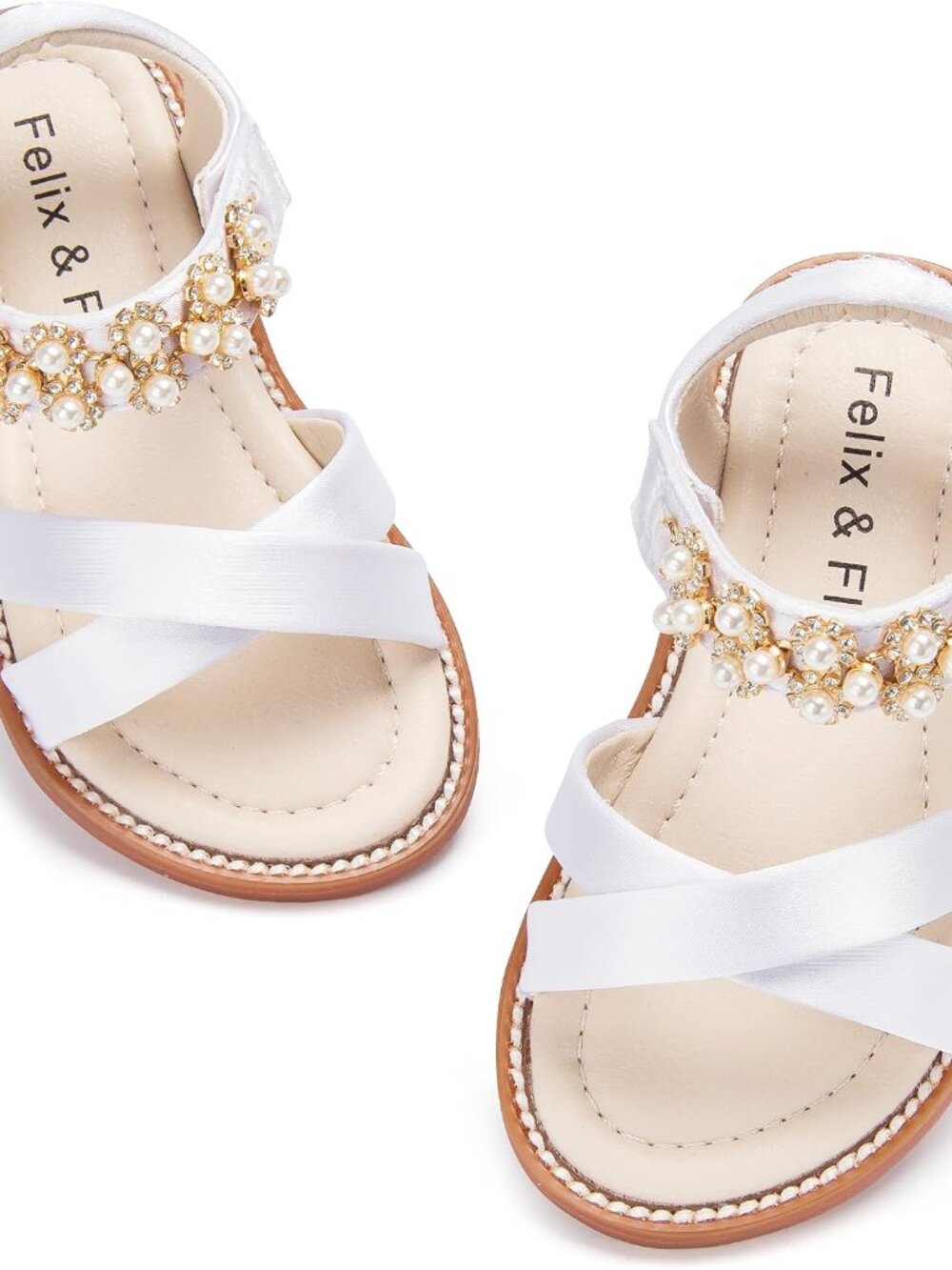 Toddler Girl Sandals Open Toe Dress Flats for Parties Weddings.